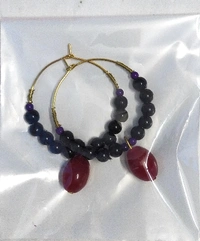 NIBRAS Black Round Acrylic Beads Golden Hoop Earrings - B09JFV5XGL, 7 gm, 4mm x 6mm x 1mm